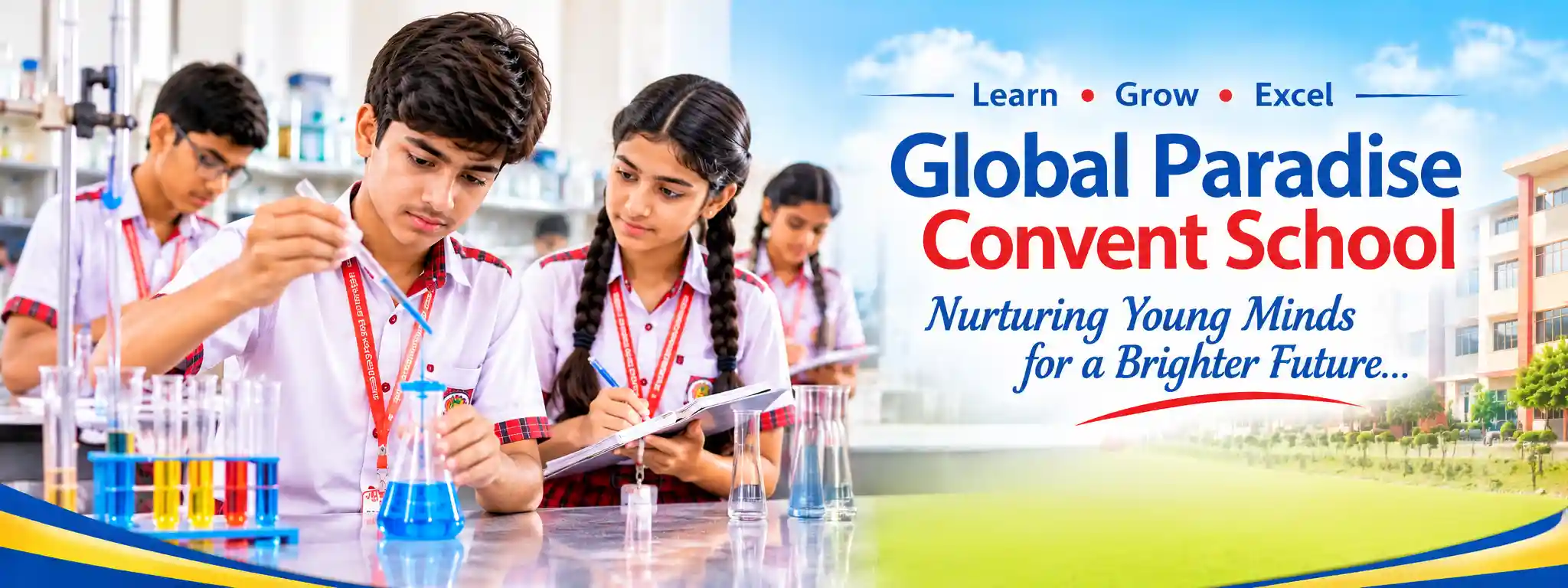Global Paradise Convent School - nurturing young minds for a brighter future. Senior students at work in the science laboratory